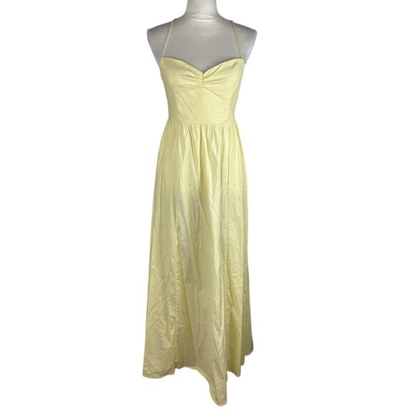 Reformation Dovie Zest Yellow Midi Poplin Sundress Sweetheart Neck Size Medium - Picture 1 of 7